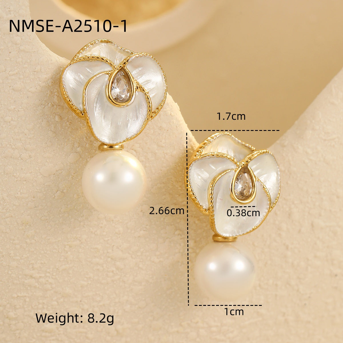 Orecchini da donna alla moda in acciaio inossidabile con motivi floreali e geometrici, intarsi di strass e placcatura in oro