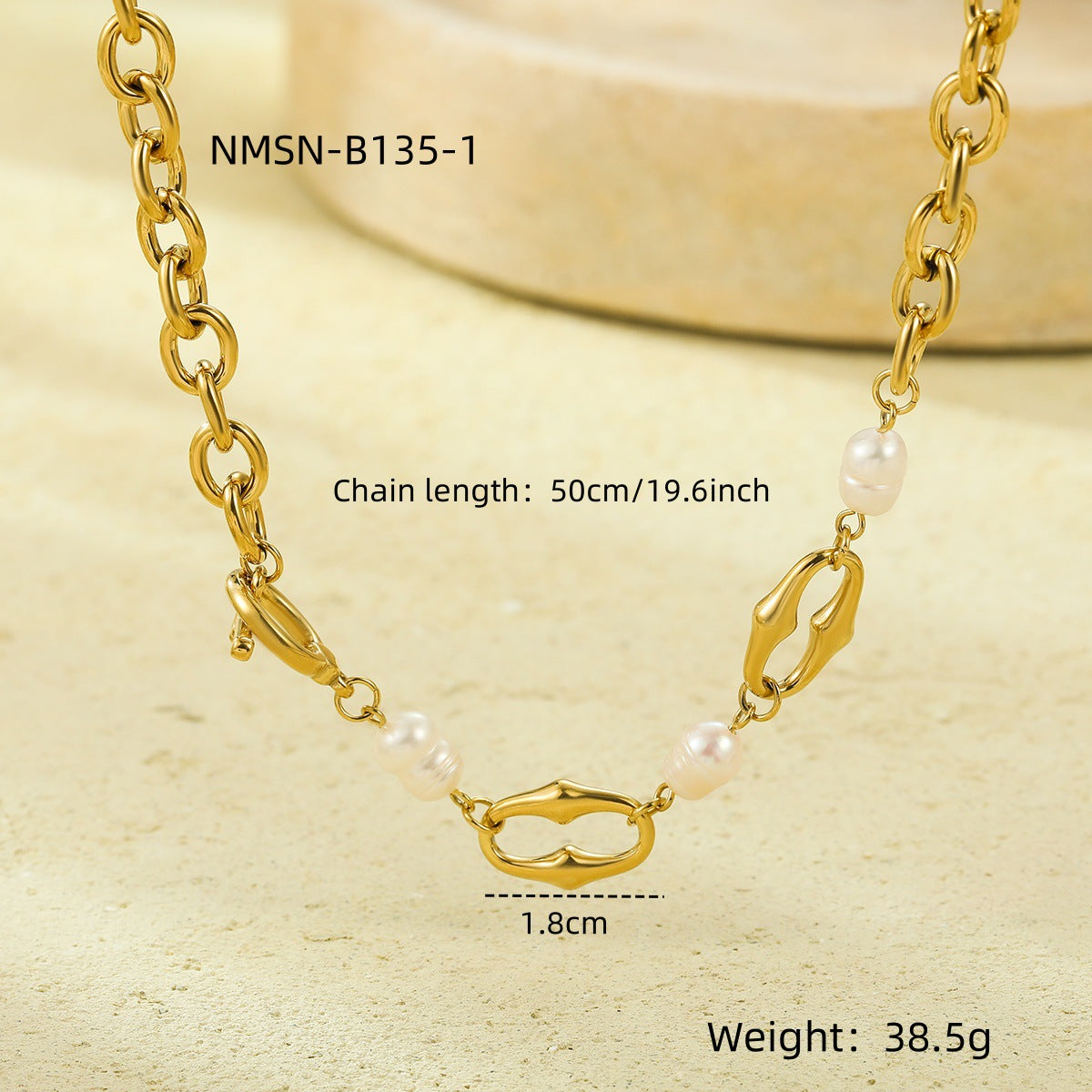 Collana pendente geometrica da donna alla moda in stile barocco, in acciaio al titanio placcato oro