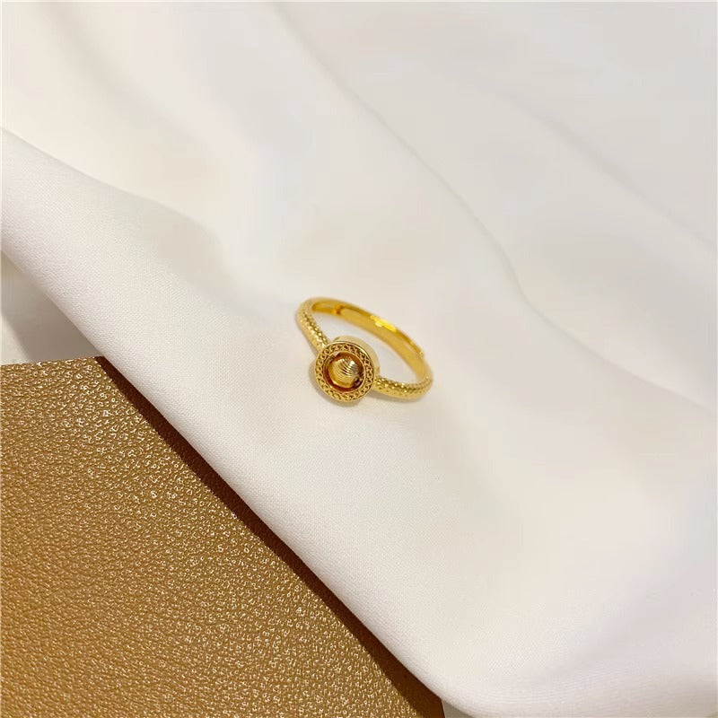 Minimalist Gold-Plated Copper Ring with Letter Design Adjustable Index Finger Ring for Women and Men