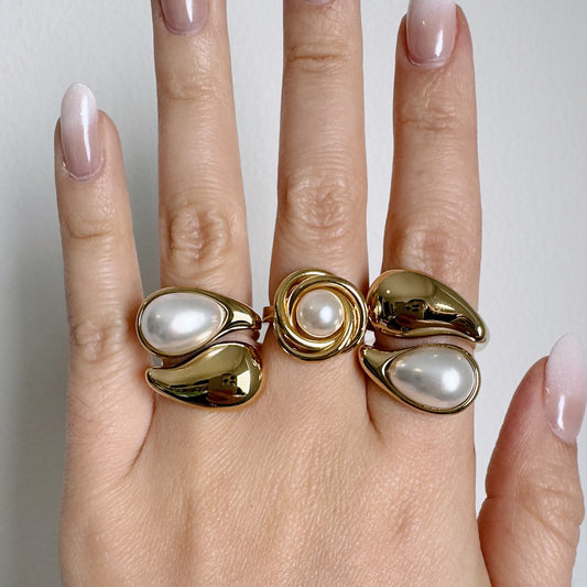 Anillo minimalista geométrico de acero inoxidable con chapado de acero de titanio y ojo de tigre para mujer