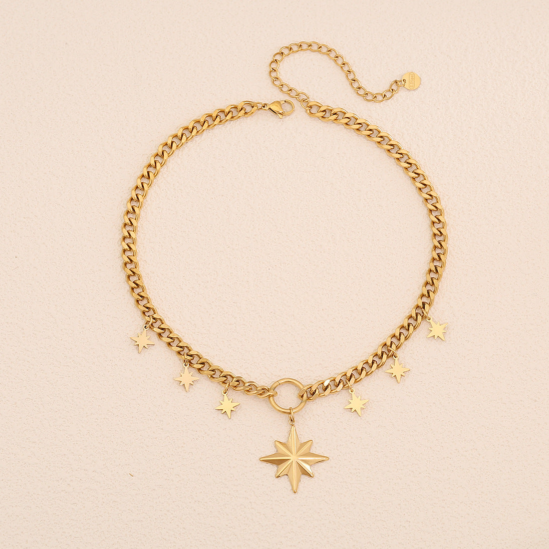 Collana personalizzata con ciondolo a stella e sole in acciaio inossidabile con stella a otto punte e croce