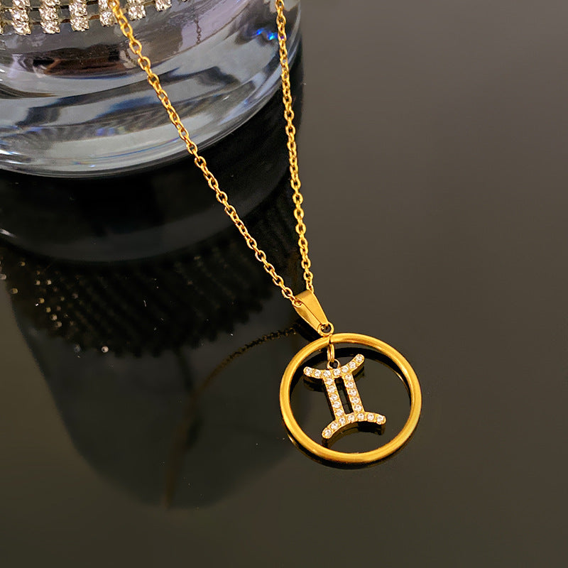 Sporty Sweet Gold Plated Titanium Steel Necklace with Brass Pendant for Unisex
