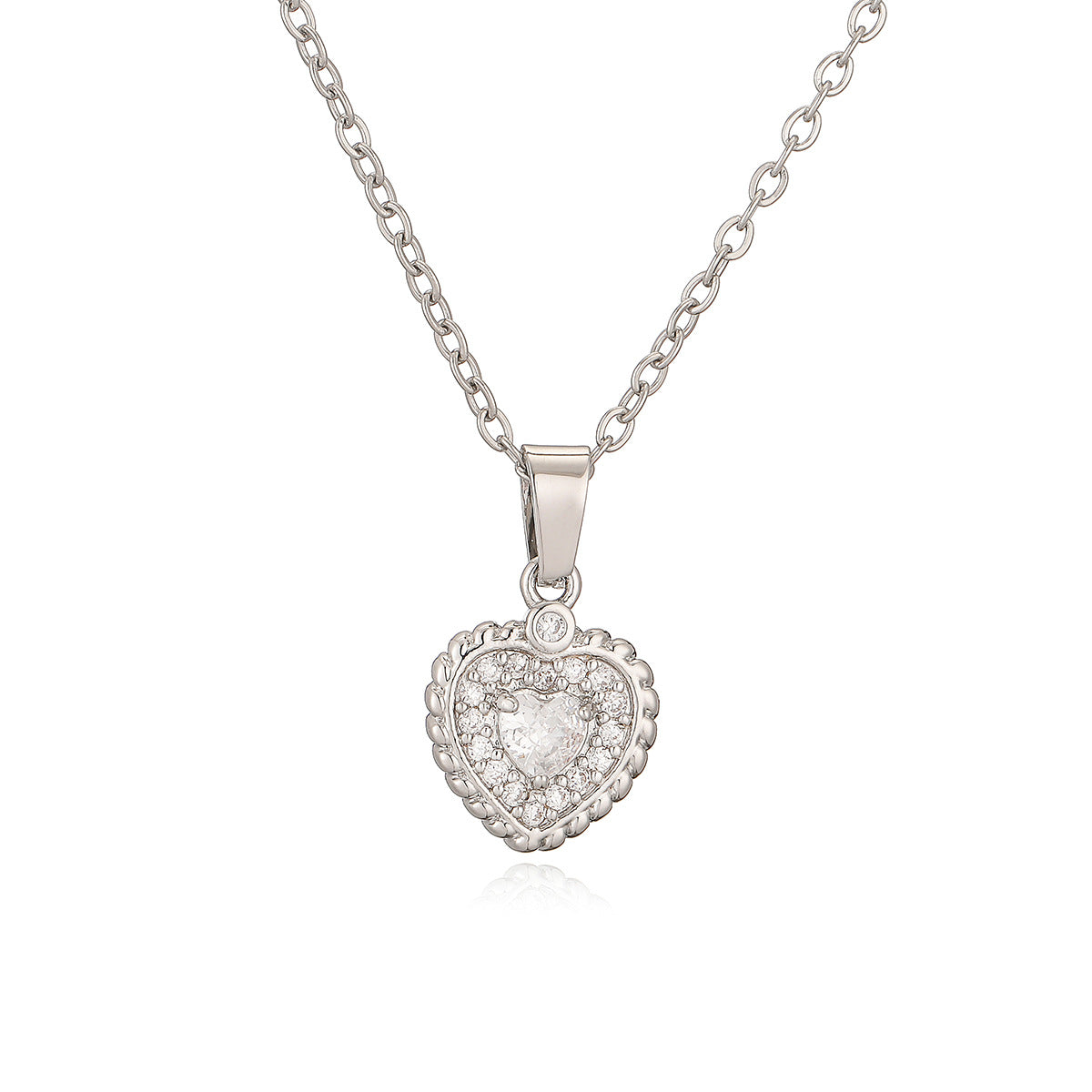 Minimalist Heart-Shaped Copper Necklace with Real Gold Plating and Zircon Inlay for Women