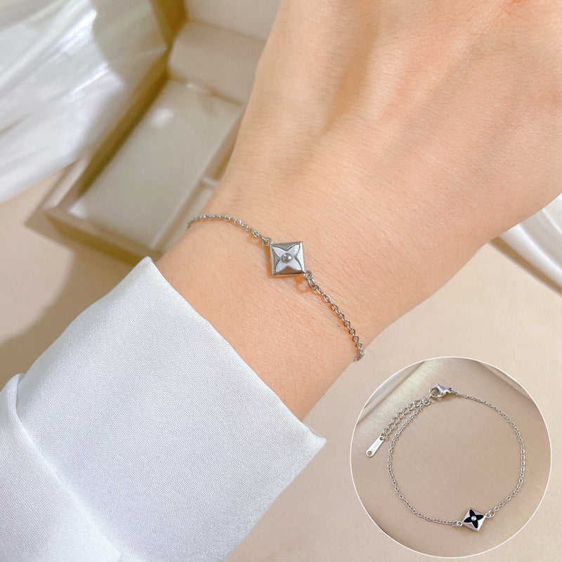 Zodiac Luxury Titanium Steel Gold Plated Bracelet with Cubic Zirconia for Unisex