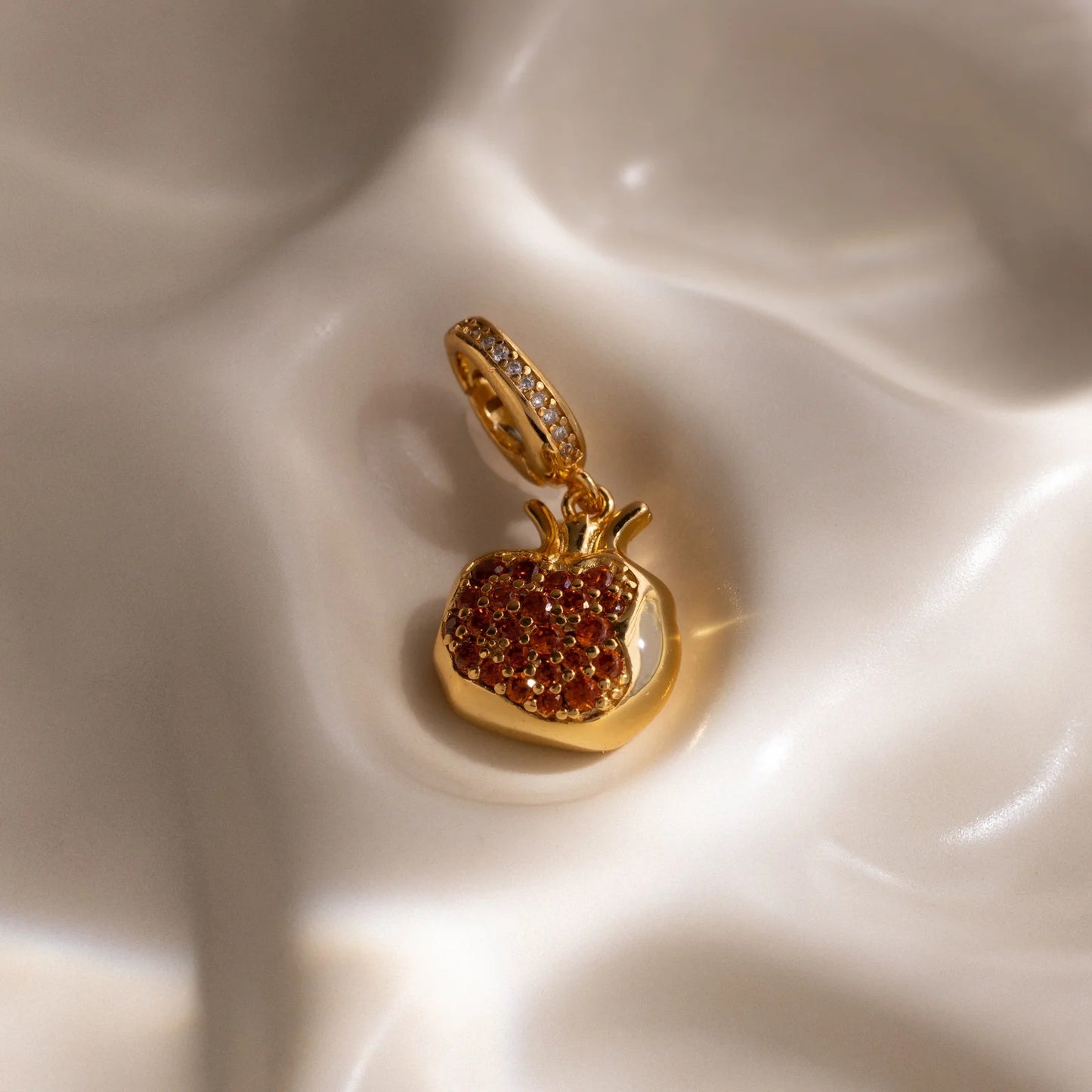Vintage 18K Gold Plated Brass Fruit Charm Bar with Drip Oil Painting