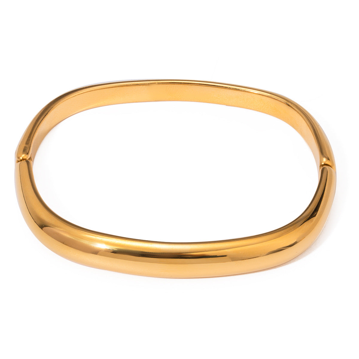 Minimalist Square Stainless Steel Bracelet with Plated Finish for Women, Vintage-Inspired Geometric Cuff Jewelry