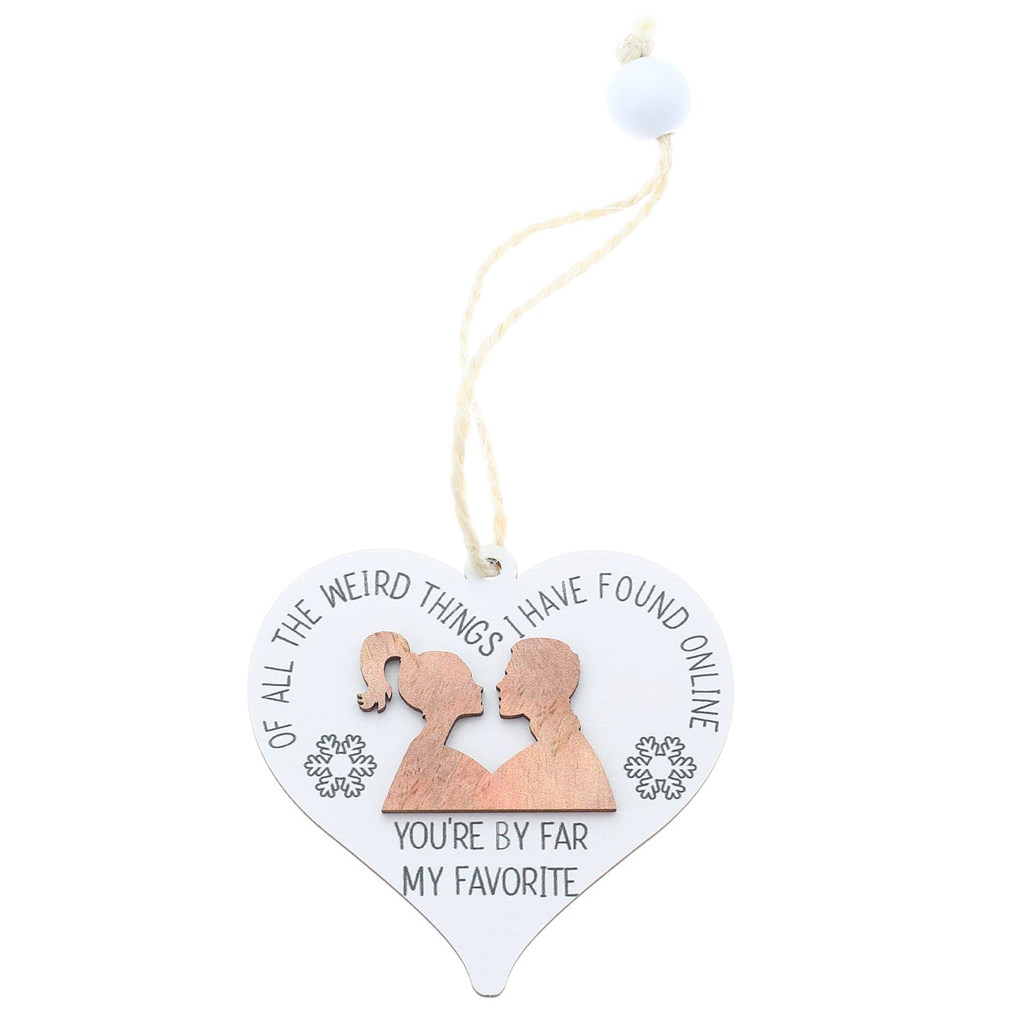 Ciondolo creativo in legno a forma di cuore con testo stampato per feste di Natale, coppie e amici