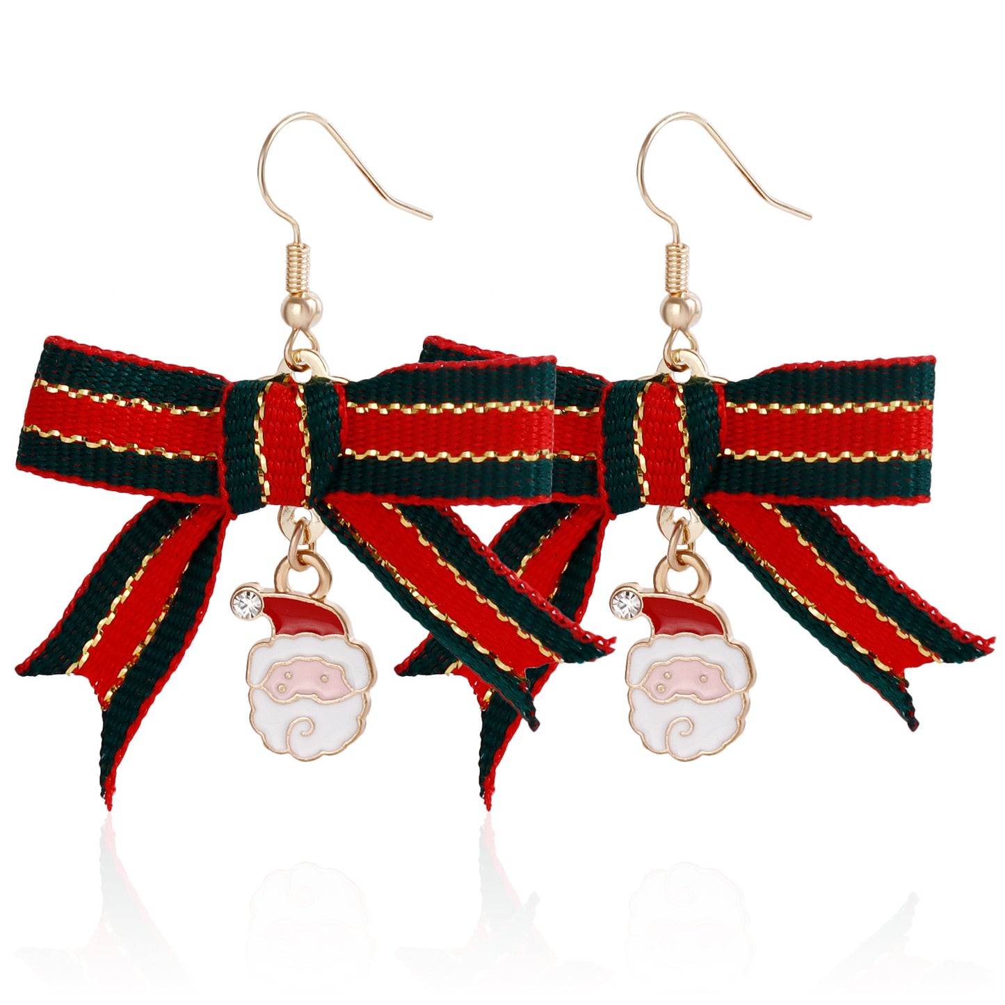 Geometric Christmas Earrings with Metallic Plated Finish for Holiday Festive Wear