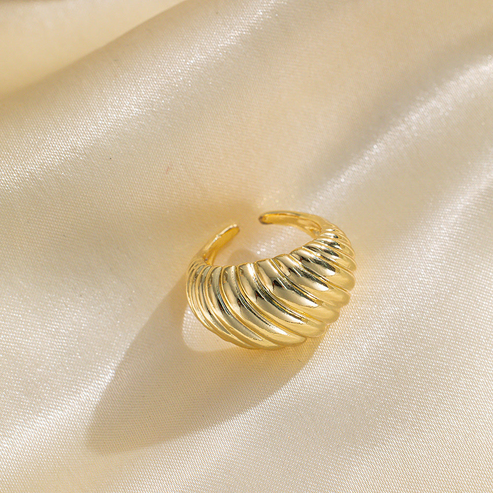 Anello Aperto Geometrico Minimalista da Donna in Rame Placcato Oro 18K con Stile Moderno ed Elegante Adatto per l'Ufficio