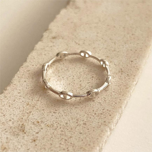 Anello Minimalista in Argento Sterling 925 Placcato con Geometrie per Donna