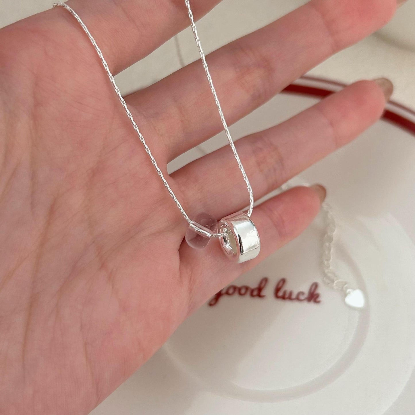 Minimalist Geometric Circle Pendant Necklace in 925 Sterling Silver with Plated Finish