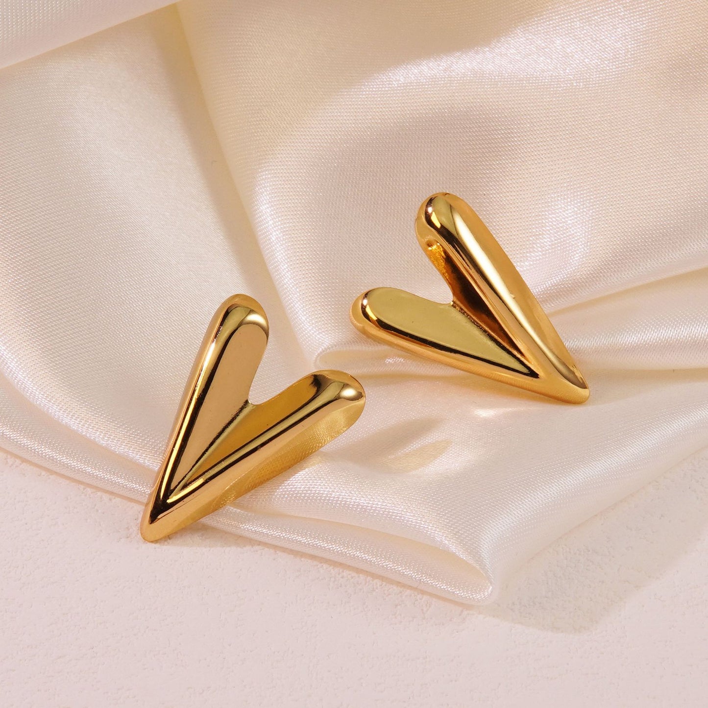 Heart Shaped Stamped Stainless Steel Earrings