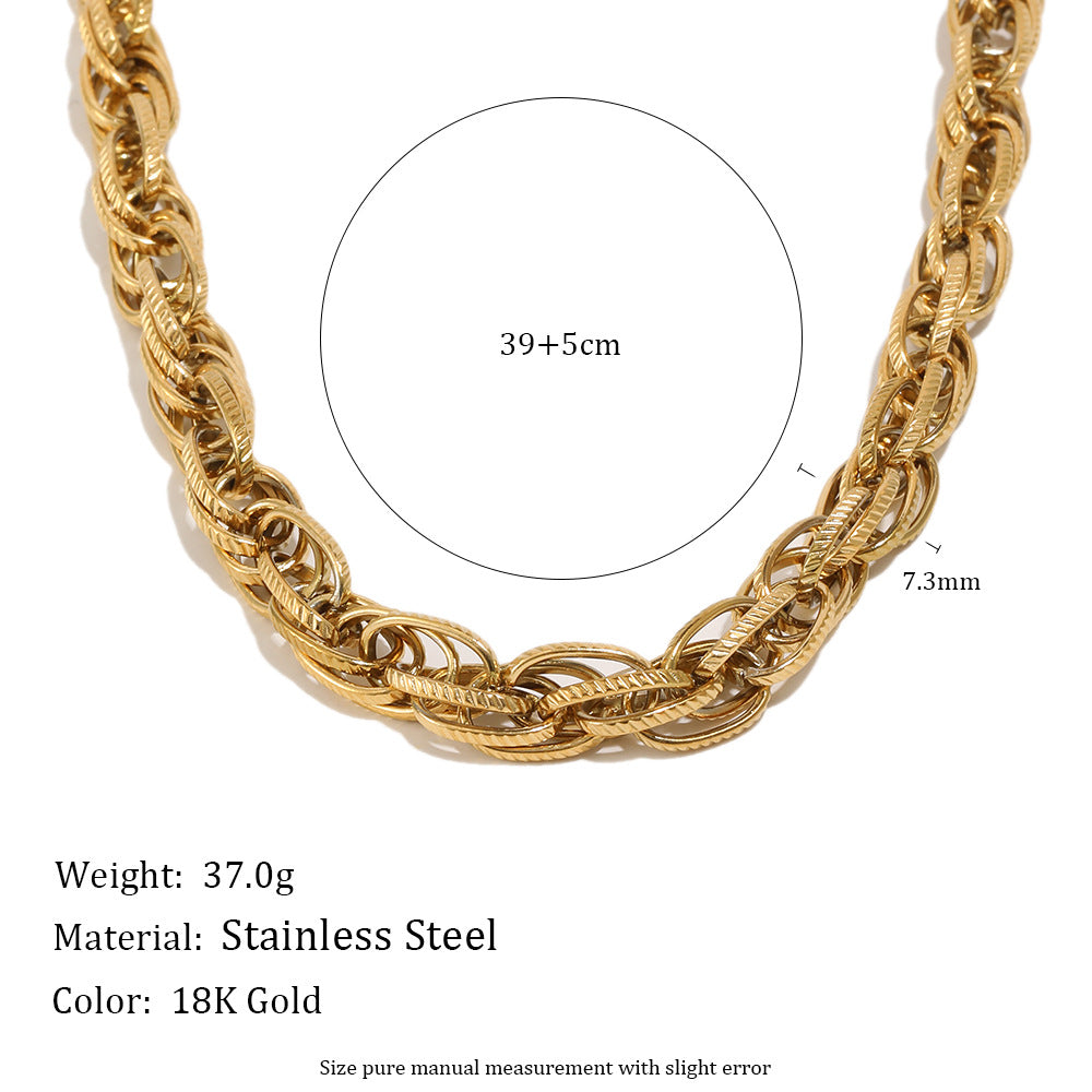 Collar de acero inoxidable geométrico redondo chapado en oro de 18 quilates, minimalista, estilo hip-hop para mujer
