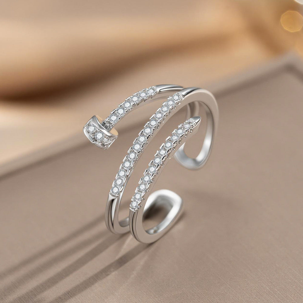 Anello da donna in rame con zirconi intarsiati, placcato oro 18 carati, design a croce, moderno e minimalista