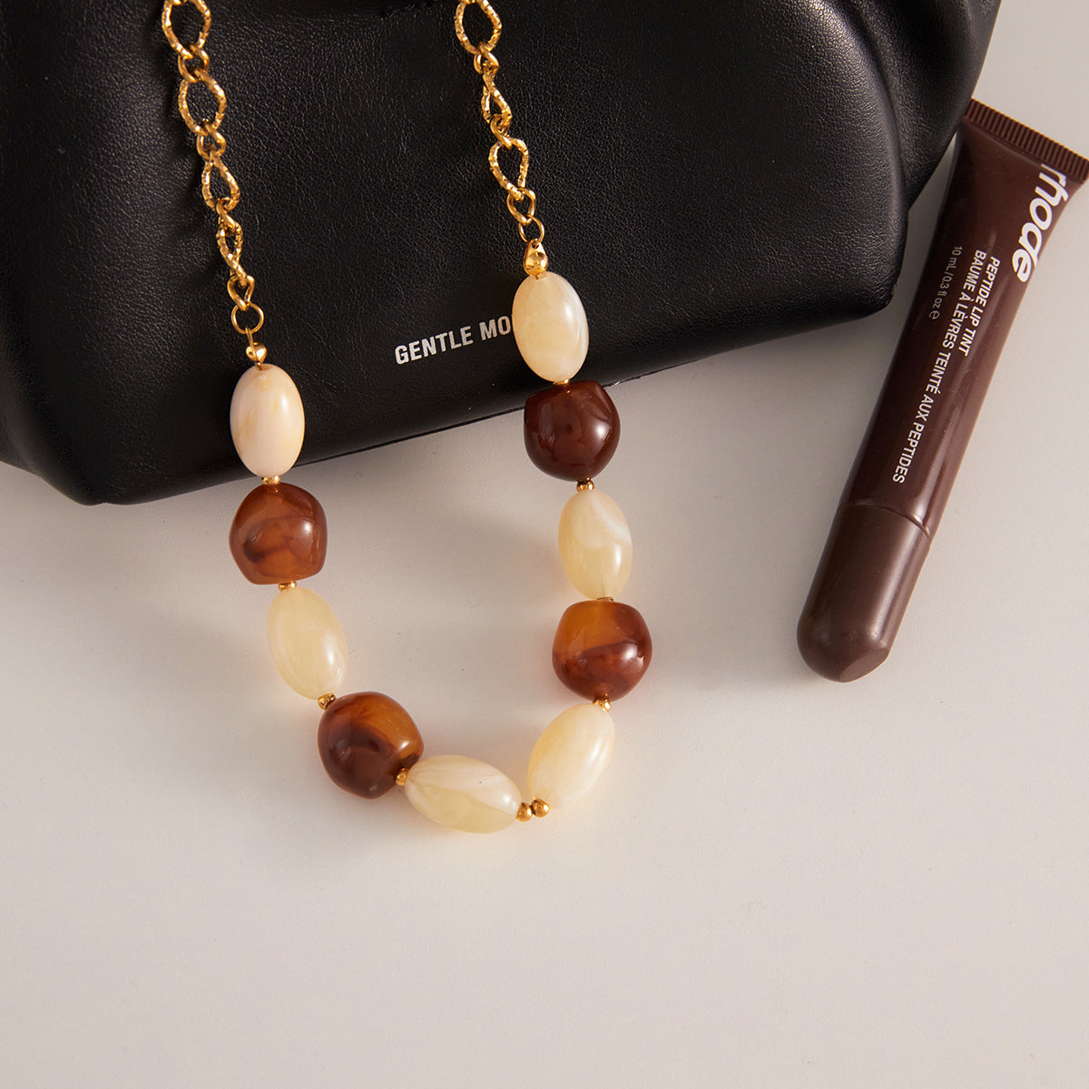 Collar de resina de acero de titanio chapado en oro de 18 quilates con PVD, geométrico minimalista para mujer