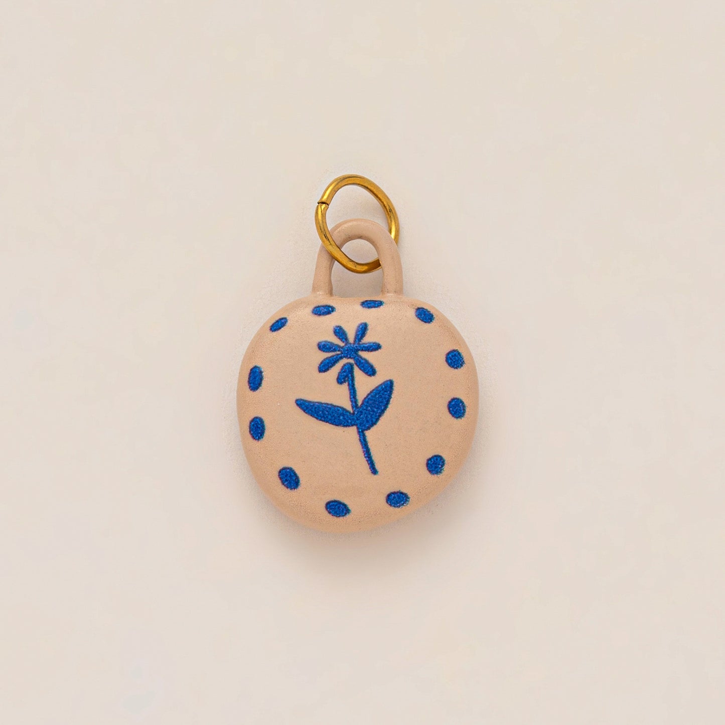 Vintage 18K Gold Plated Stainless Steel Floral Fish Charm Bar