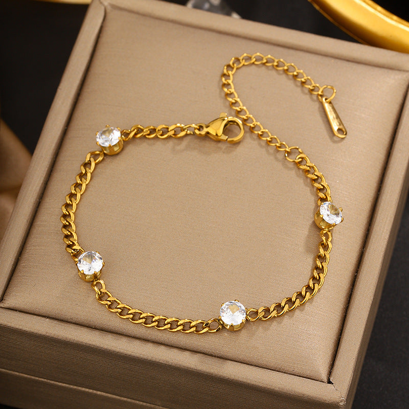 Vintage Sweet Heart Butterfly Geometric Titanium Steel Plated Bracelet for Women