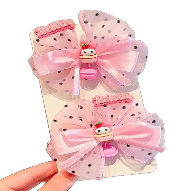 Handmade Chinese Traditional Hair Clip for Girls with Bow Shape Fabric Material and Flowing Tassels in Natural Style