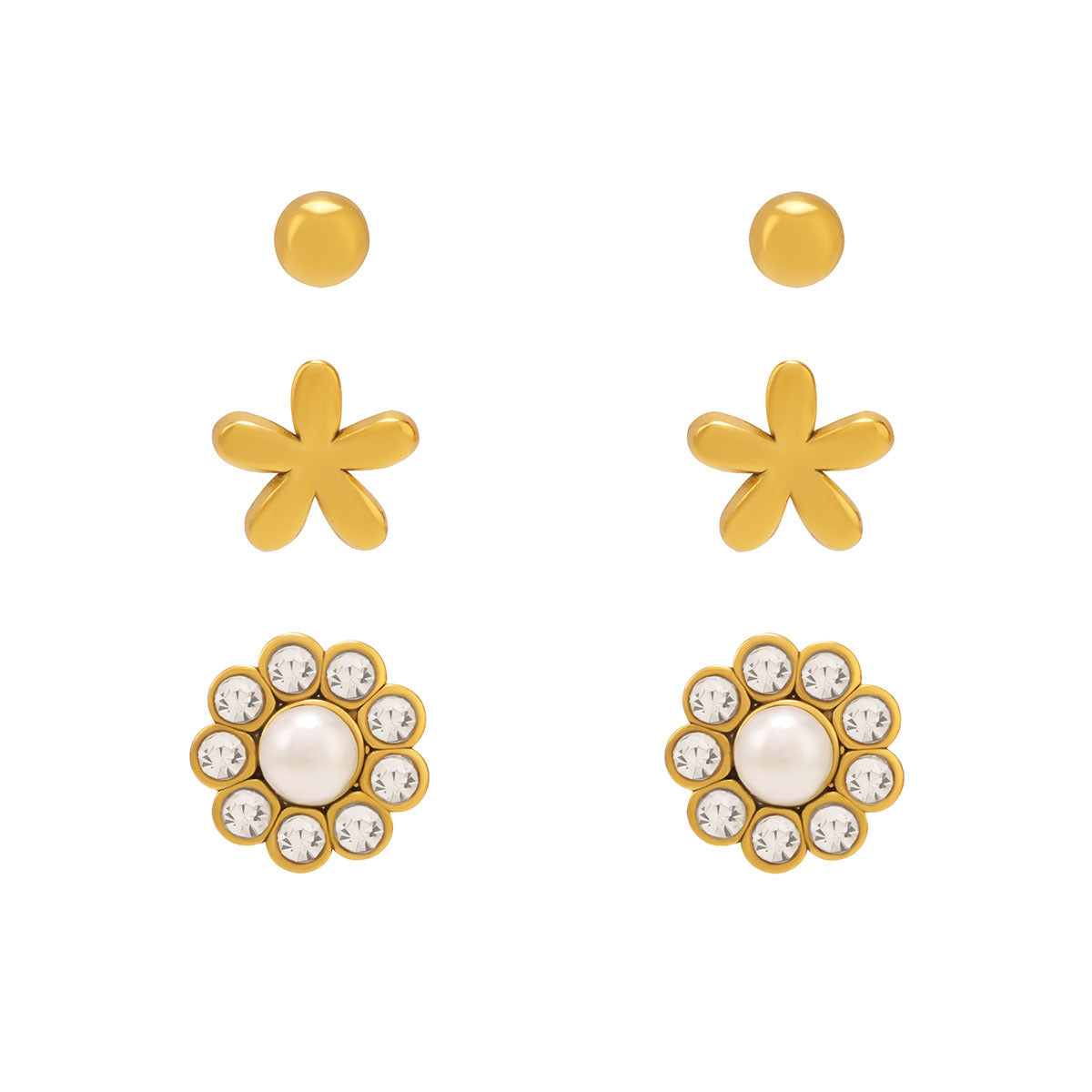 Orecchini a perno da donna minimalisti geometrici in acciaio inossidabile placcato oro con stella e sfera