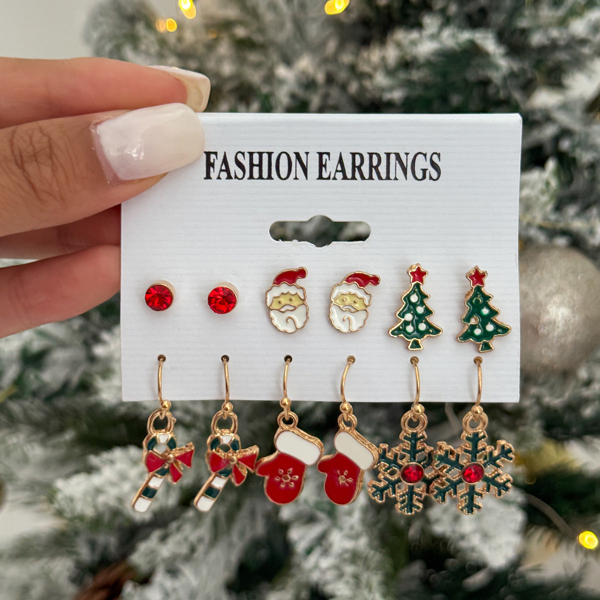 Sweet Drip Oil Snowflake Bow Alloy Plated Earrings for Women