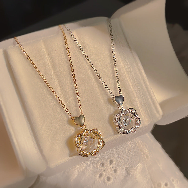 Minimalist Heart Pendant Necklace for Women and Men Titanium Steel Snake Chain with Micro-Paved Zirconia Locket Style Collar Necklace