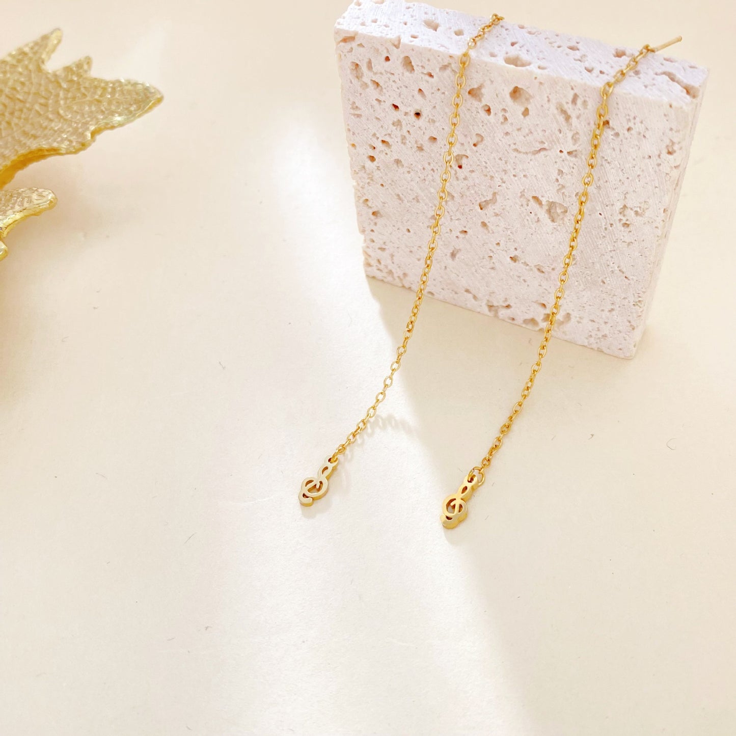 Minimalist Titanium Steel Music Note Earrings for Women