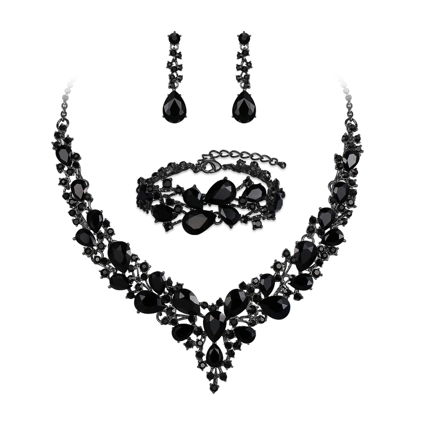 Collana da donna minimalista geometrica in lega con intarsi di strass e accento floreale, catena regolabile con perline rotonde