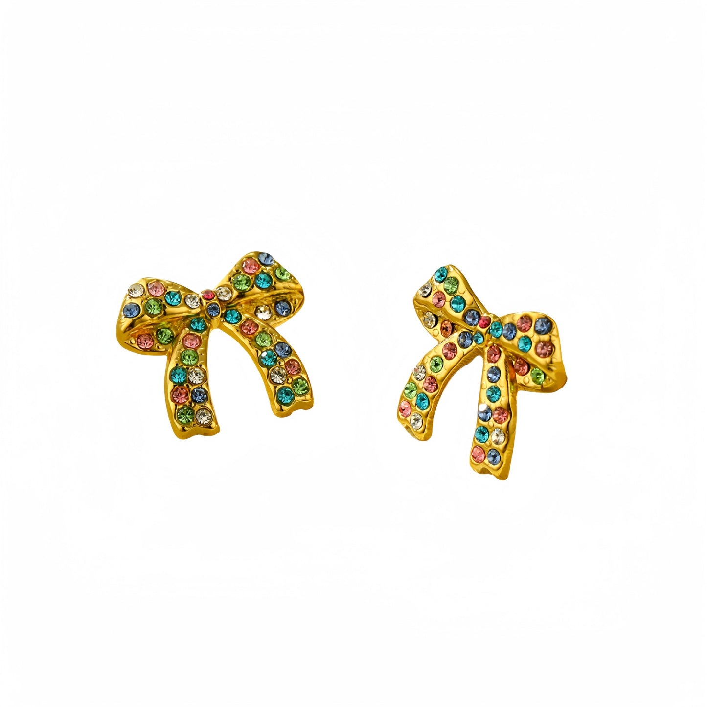 Conjunto de pendientes y collar de acero titanio con lazo de moda para mujer, con acabado chapado y diseño minimalista elegante