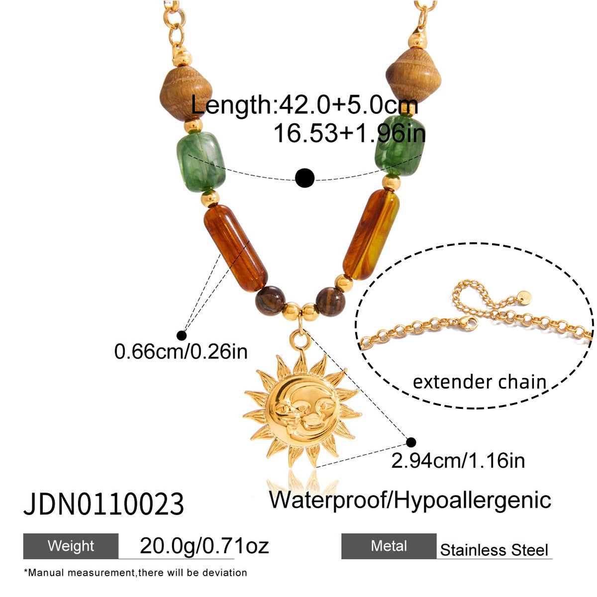 Collana con Pendente a Luna Geometrica Minimalista da Donna in Acciaio Inox con Placcatura in Oro PVD Sottovuoto