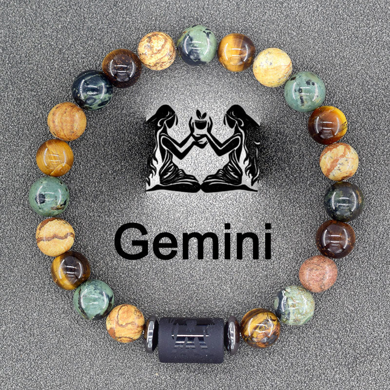 Classic Unisex Natural Stone Zodiac Beaded Bracelet