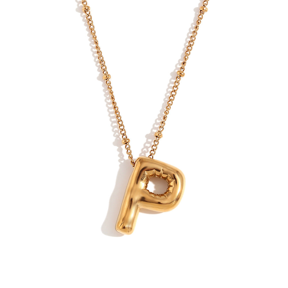 Fashionable Letter-Shaped Stainless Steel Pendant Necklace with 18K Gold Plating for Women