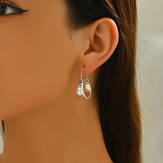 Vintage Geometric Zinc Alloy Earrings with Plating Finish for Women, Retro Circular and Polka Dot Design Studs