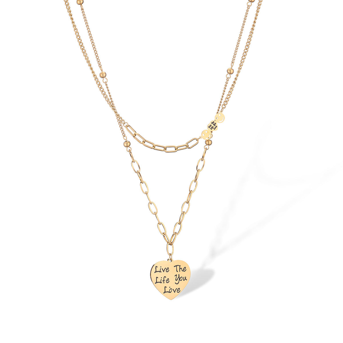 Collana con Pendente Rotondo Minimalista in Madreperla per Donna in Acciaio al Titanio Placcato Oro, Catena alla Moda per Maglione