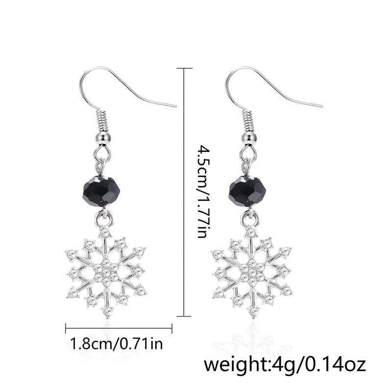 Ins Style Snowflake Shaped Zinc Alloy Dripped Enamel Long Tassel Earrings for Women