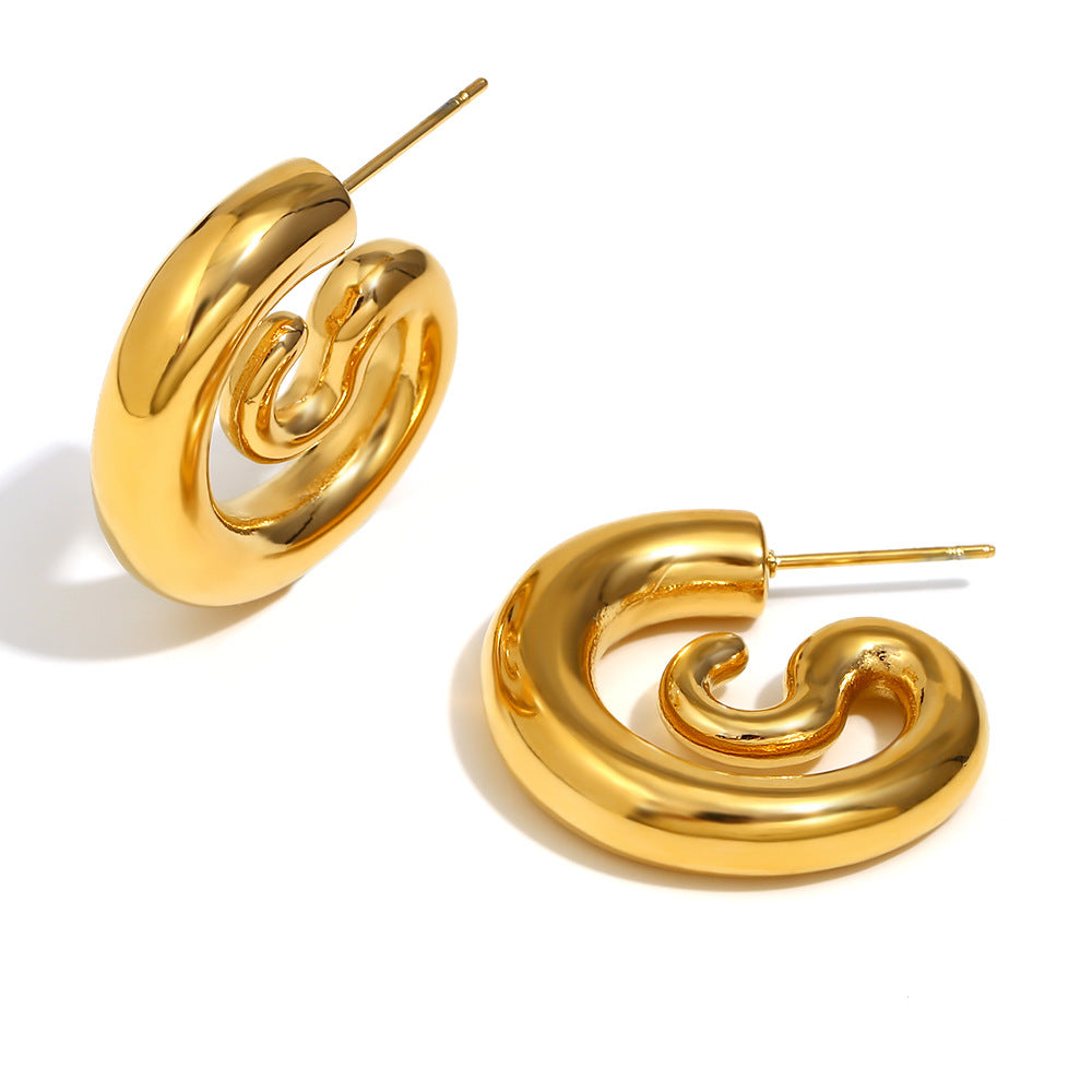 Orecchini da donna alla moda in acciaio inossidabile geometrico con placcatura in oro 18 carati