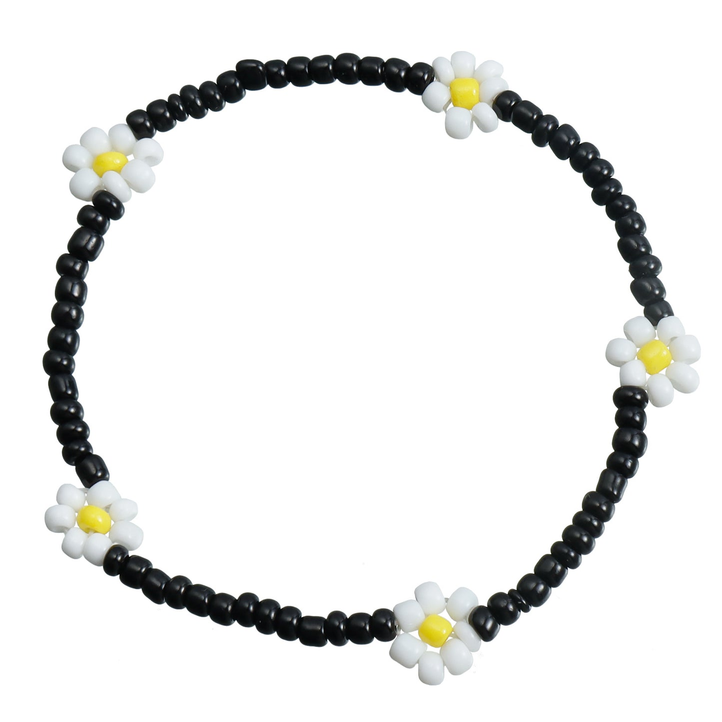 Charm Bracelet with Daisy Design in Colorful Seed Beads Handmade Geometric Flower Bracelet with Plated Finish