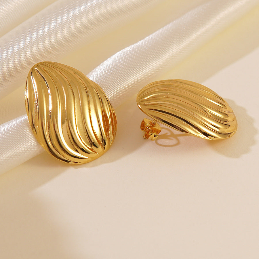 Elegant Floral Geometric Stainless Steel Earrings for Women