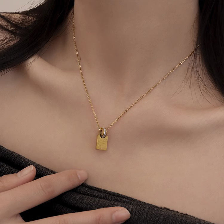 Minimalist Letter Pendant Titanium Steel Necklace for Women with Plated Finish, Delicate Clavicle Chain Design