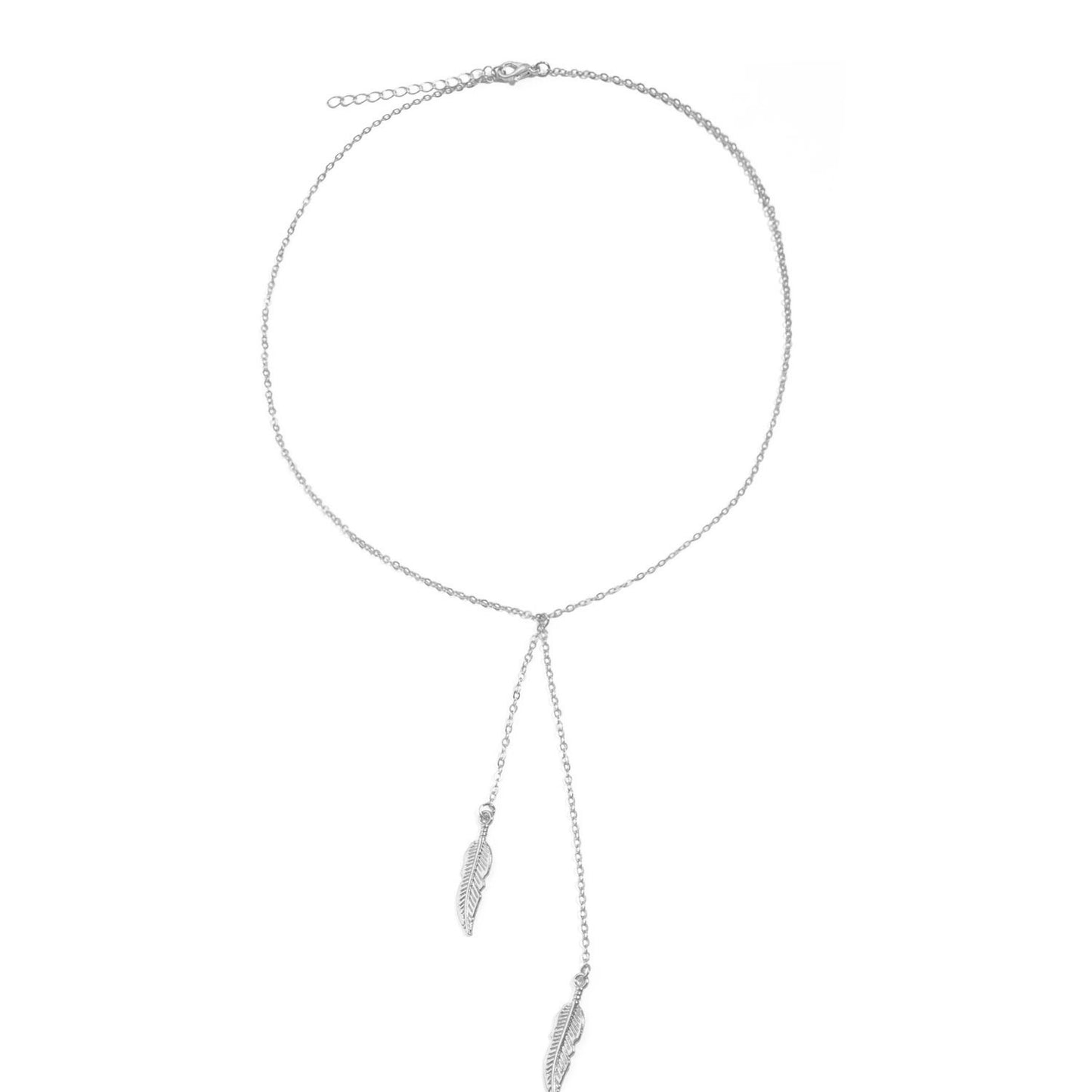 Minimalist Alloy Leaf Pendant Necklace for Women with Electroplated Finish and Y-Shaped Chain