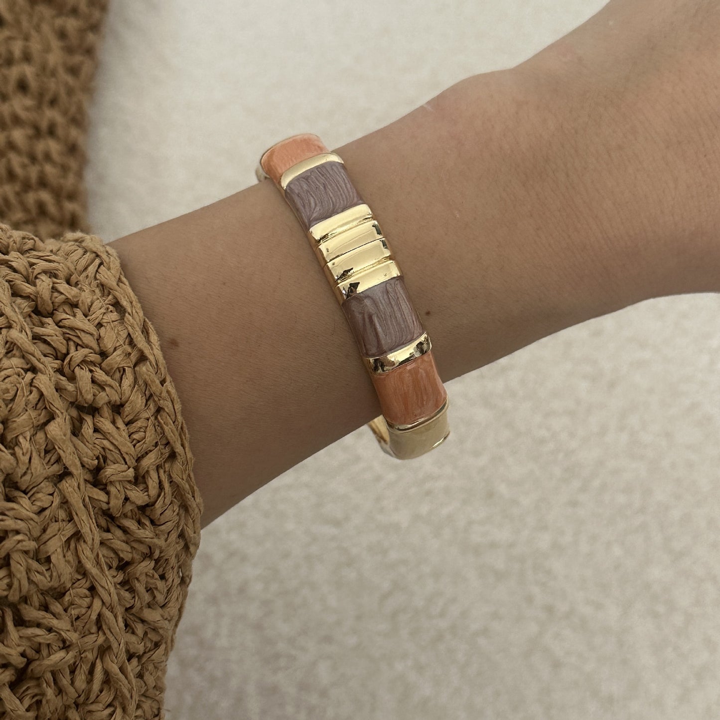 Bohemian Ethnic Multi-Color Drip Oil Enamel Geometric Gold Plated Alloy Bracelet