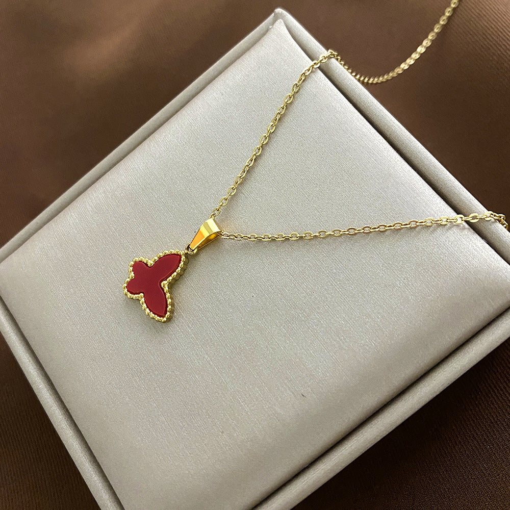Minimalist Animal-Shaped Titanium Steel Clavicle Necklace for Women with Electroplated Finish and Irregular Design