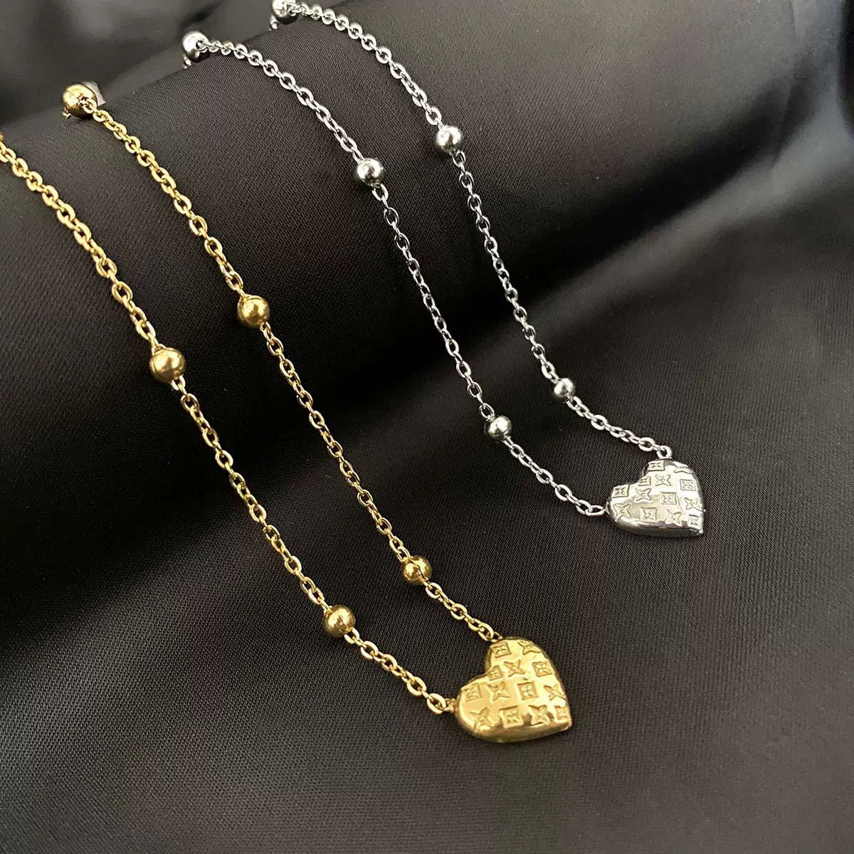Minimalist Heart Cross Titanium Steel Plated Necklace