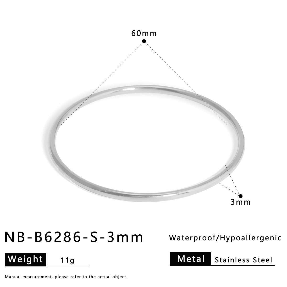 Bracciale Rotondo Minimalista Vintage in Acciaio al Titanio Massiccio da Donna con Placcatura in Oro 18K