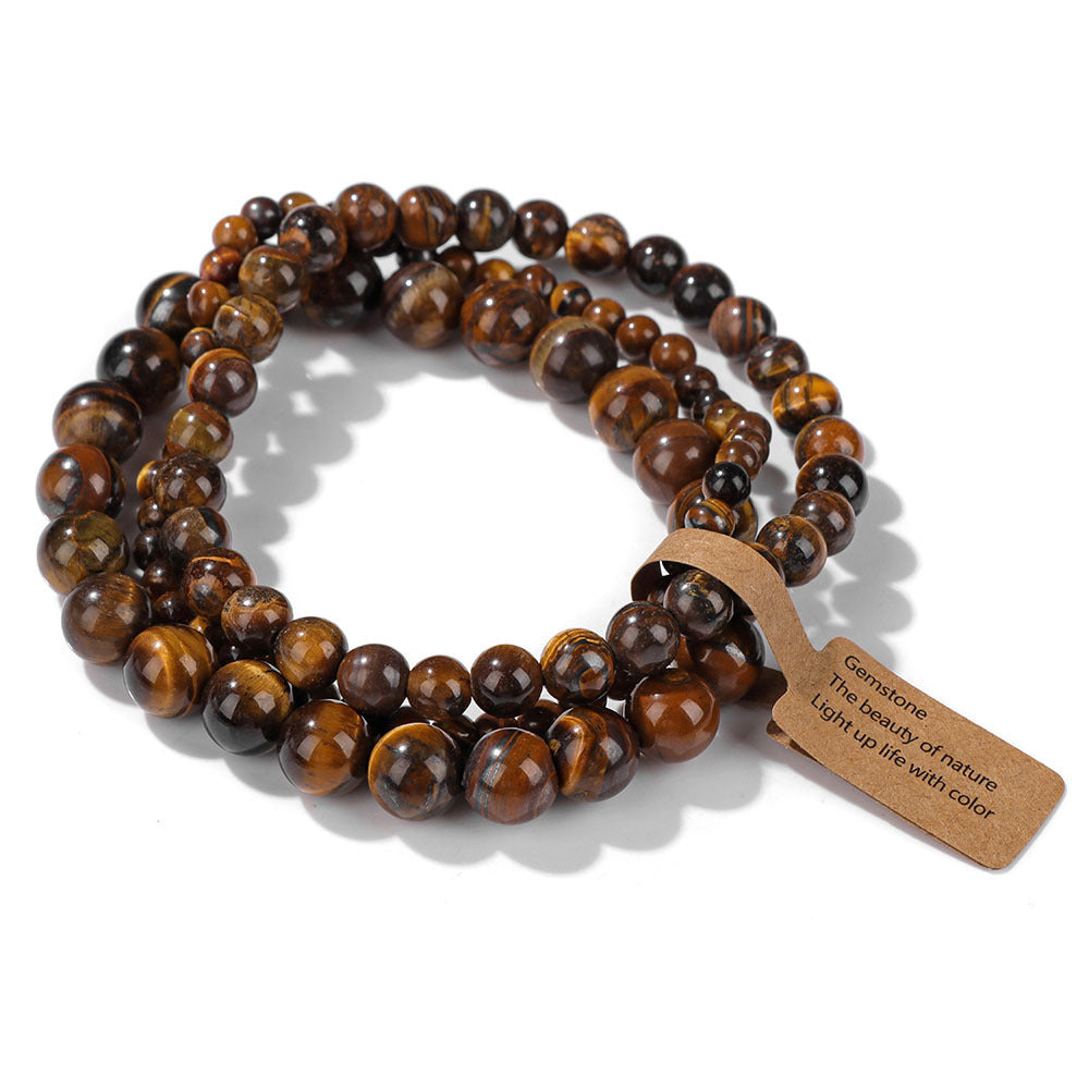 Vintage Minimalist Geometric Stone Beaded Stretch Bracelet Set Unisex Jewelry