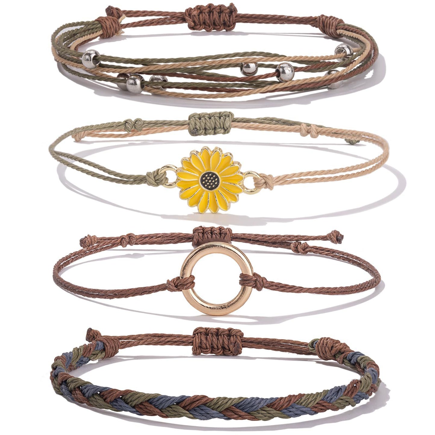 Bohemian Floral Sunflower Handmade Woven Bracelet for Women