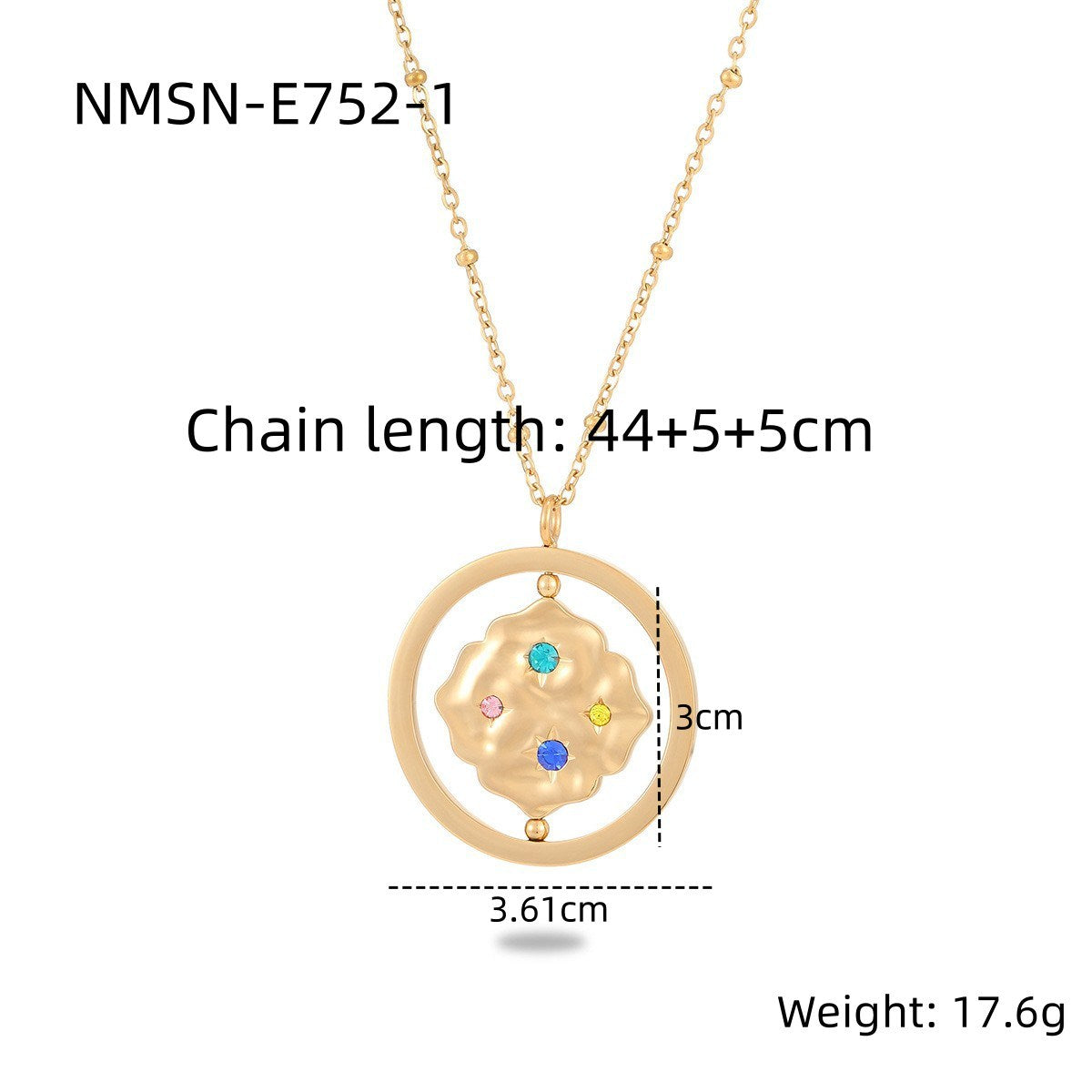 Collana alla moda in stile OL con motivi geometrici in acciaio inossidabile e stelle in zirconia colorata, catena maglione in acciaio al titanio ipoallergenico