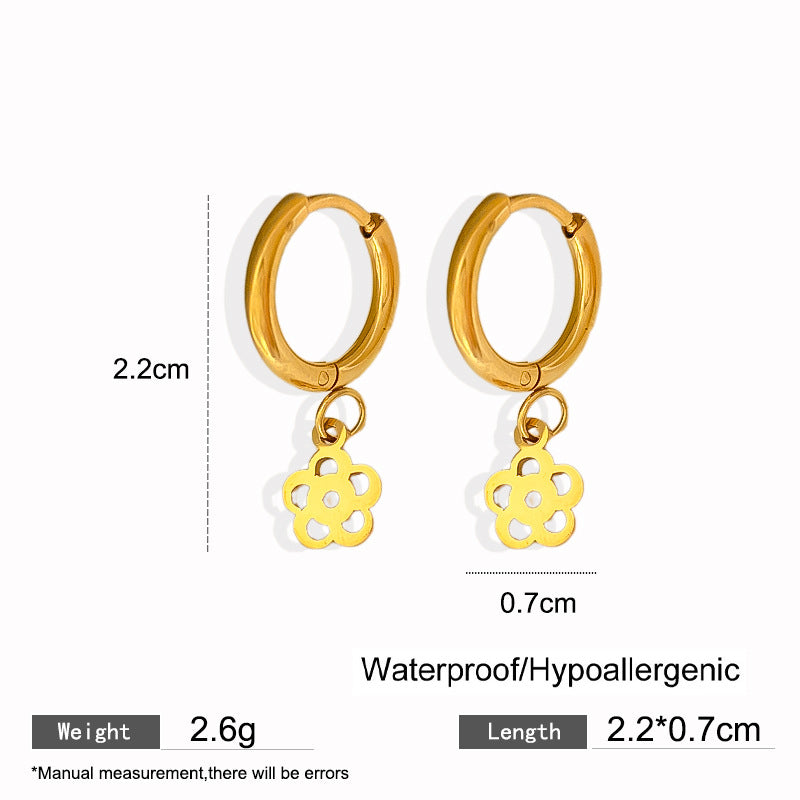 Elegant Titanium Steel Drip Oil Plated Stud Earrings for Women