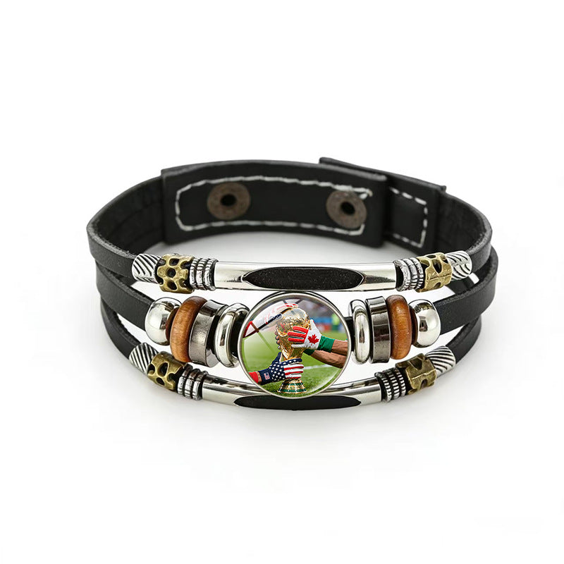 Bracciale in pelle placcato geometrico unisex
