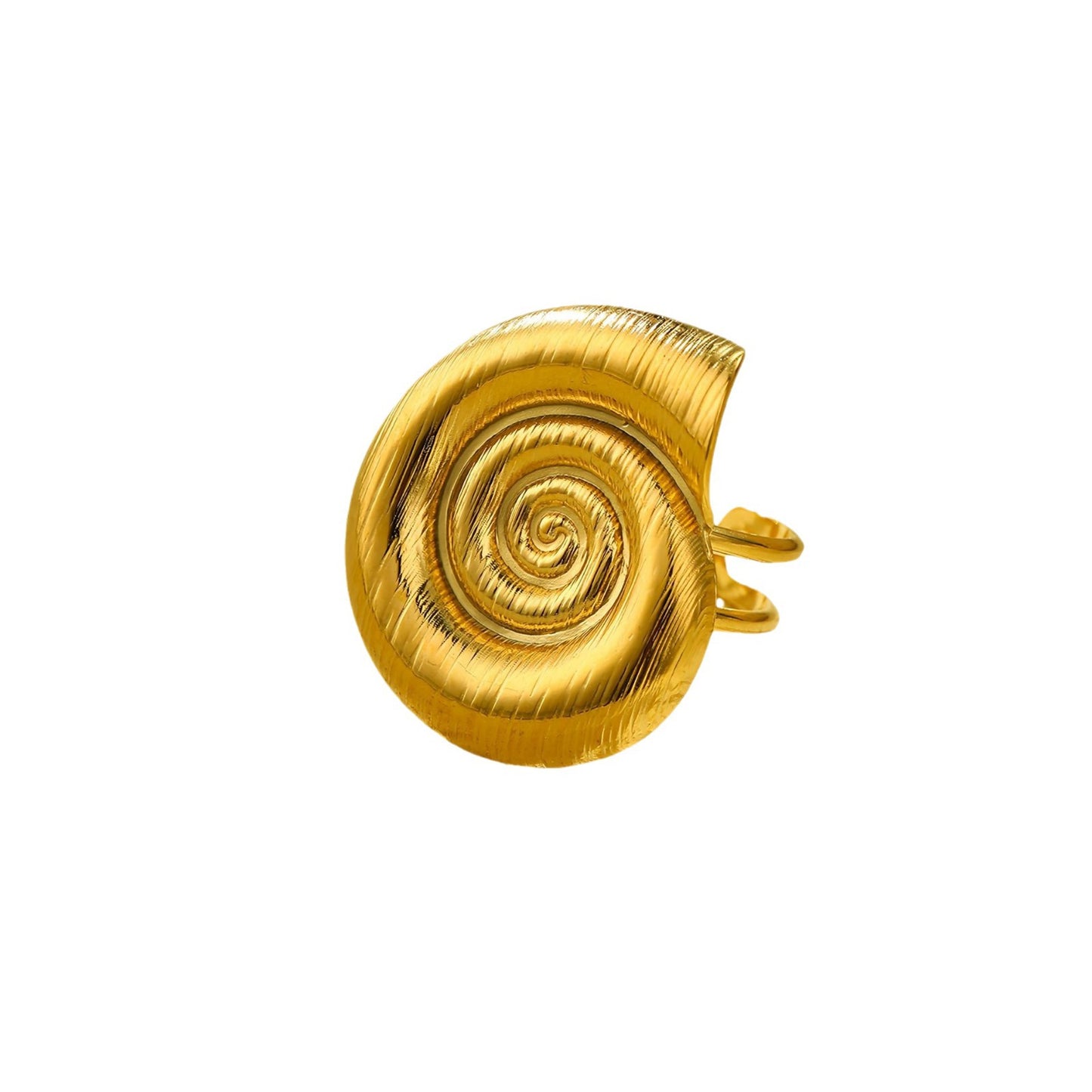 Anello da donna minimalista in acciaio inossidabile ispirato all'oceano, con forma a stella marina e trama filettata, finitura lussuosa elettrolitica