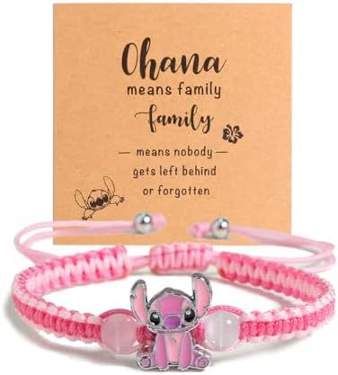 Cartoon Stitch Braided Rope Crystal Beaded Bracelet Unisex Gift